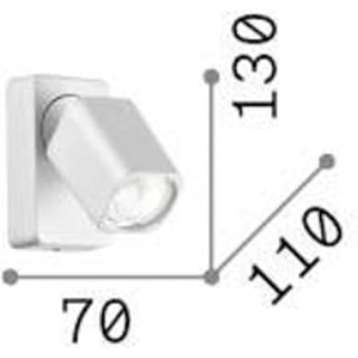 Ideal Lux wandspot Rudy Square, wit, 1-lamp, metaal