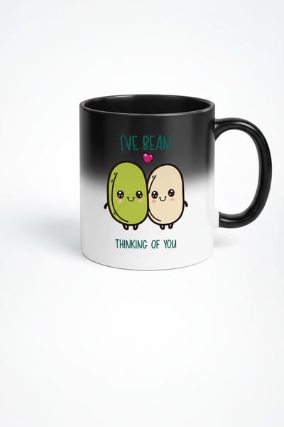 Magische Mok I've Bean Thinking Of You | Lieve Warmtegevoelige Koffiemok met Bonen Pun | Cadeau Liefde Vriendschap