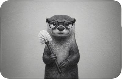 WC mat 60x40 cm - Antislip - Otter - Wc-borstel - Bril - Zwart - Wit - Toiletmat - Vloermat - Douchemat - Toilet tapijt - Toiletmatten