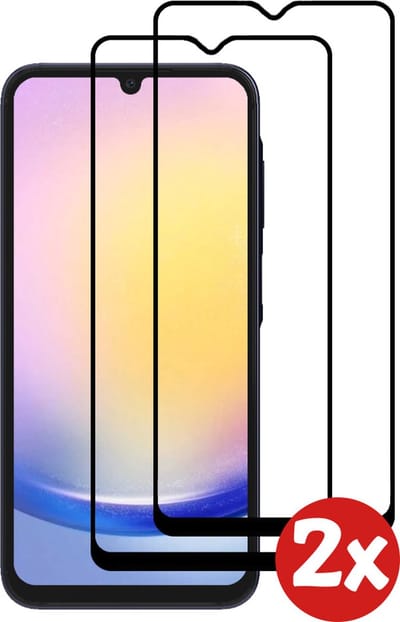 Smartphonica Screenprotector Geschikt voor Samsung Galaxy A25 - Full Cover Tempered Glass with Round Edge - Gehard glas met Afgeronde Hoeken - 2-Pack geschikt voor Samsung Galaxy A25