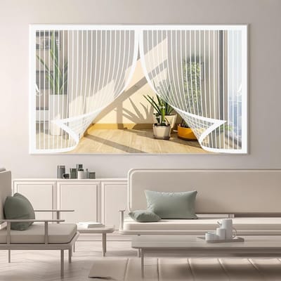 Magnetisch Gordijn 75x93cm(W x H), Magnetische Sluiting, Automatisch Sluiten, Zonder Boren, Versterkt, Magnetische Deurgordijnen Hor Voor Schuifdeur Franse Deuren, Wit