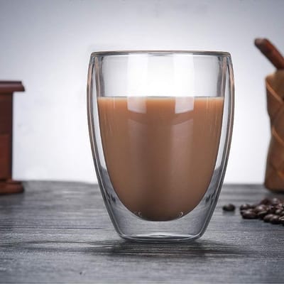Dubbelwandige thermos koffieglas voor espresso en latte macchiato - 350ml hittebestendig drinkglas voor cappuccino en mocha