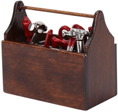 Zeynomax - Miniatuur Gereedschapskist - Victoriaanse Poppenhuisaccessoires - Duurzaam en lichtgewicht - 1/12 schaal - Timmerman - Gezellig speelgoed..