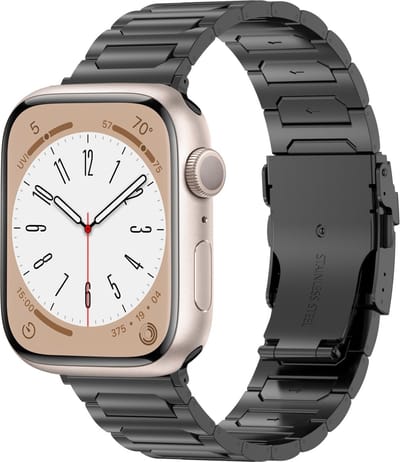 By Qubix - Geschikt voor Apple Watch bandje - Titanium H-type schakelband - Zwart - Geschikt voor Apple Watch 38mm / 40mm / 41mm / 42mm