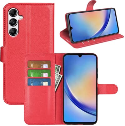 MobyDefend Hoesje - Geschikt voor Samsung Galaxy A34 - Kunstleren Wallet Book Case (Sluiting Voorkant) - Rood