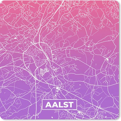 Muismat 20x20 cm - Mousepad Stadskaart - Aalst - Paars - Roze - Muismatten
