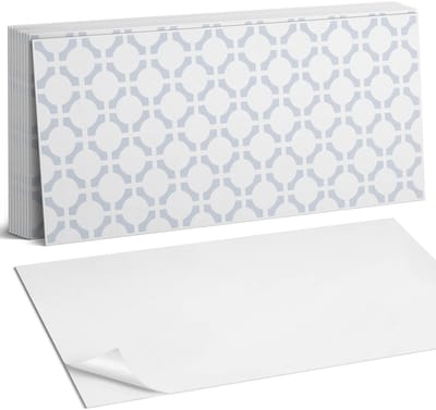 Coloray Plaktegels - Geometrisch patroon met ovalen Zelfklevende Wandtegels - 40 cm x 20 cm - Wit Plaktegels - 10 stuks - Rechthoek PVC Tegels - Plaktegels Badkamer - Vloertegels Zelfklevend - Vinyl Tegels - Portugese Tegels