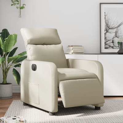 vidaXL - Fauteuil - elektrisch - verstelbaar - kunstleer - crèmekleurig