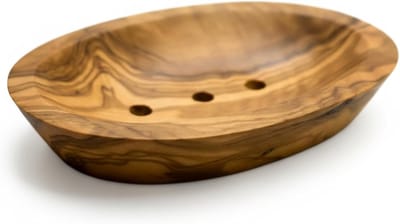 Zeepbakje Olijfhout - Zeephouder Natuurlijk - Badkamer Keuken - Afvoergaten Droogt Snel - 13 x 8 cm - Naturel