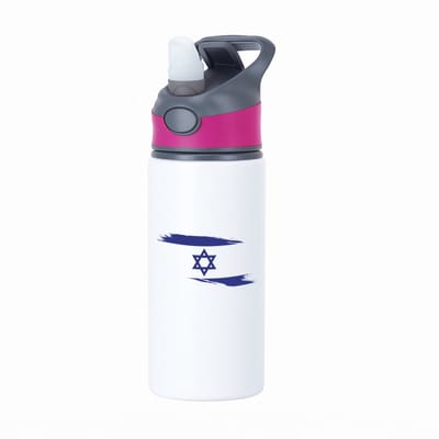 Hacebo® - Israël vlag waterfles met rietje roze - Israël - mensen die liefde willen geven aan Israel - degene die van Israël houden - supporten - oorlog - verjaardagscadeautje - gift - geschenk - kado - water fles - 650ML