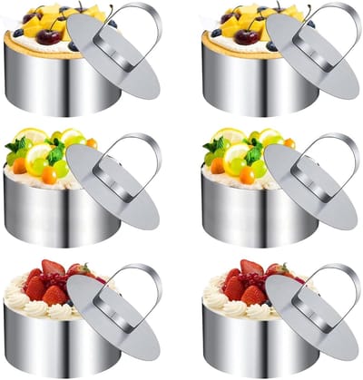 6 stuks - roestvrijstalen taartring - Kookring Edelstaal Wiel - ronde dessertring - Bakringen - vorm - roestvrij staal - dessertvorm - Bakvorm - geschikt voor doe-het-zelf keukenbakken - 8X4 cm