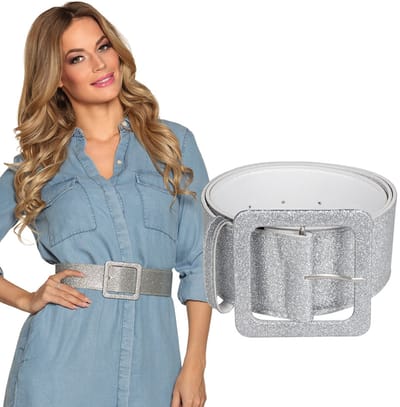 Boland - Riem Glitter zilver Zilver - Volwassenen - Vrouwen - Hippie - 80's & 90's - Disco