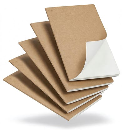 Dailygoods- Notitieboeken Set van 5 - A5 Ongelinieerd - 60 Pagina’s - 21 x 14 cm - Natuurlijke Kraft Omslag - Voor School/Tekenen - Schrijfblok