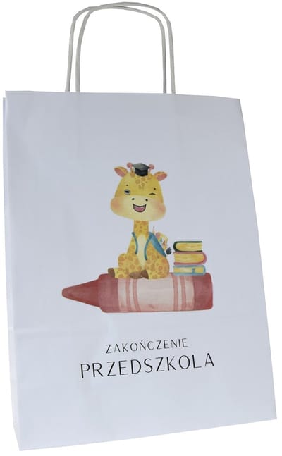 Papieren Cadeautas Giraf 24x10x32cm - Afscheid van de Kleuterschool
