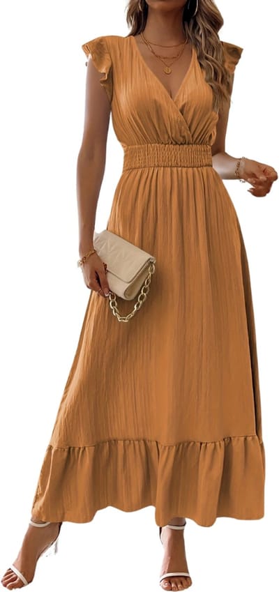 Bovista Zomerjurk Dames - Zomerjurken - Volwassen - Jurk - Ibiza Stijl - Sundress - Bruin - Maat M