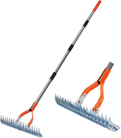 Gazon Rieten Hark - Verticuteer Hark - Gazon Onderhoud - Verstelbare Lengte - 170 cm