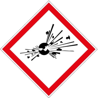 GHS01 explosieve stoffen bord | gecoat dibond materiaal | 10 x 10 cm