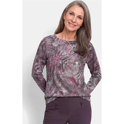 Sweatshirt in metallic look - bessen / gedess. - Gr. 19 van Goldner Fashion