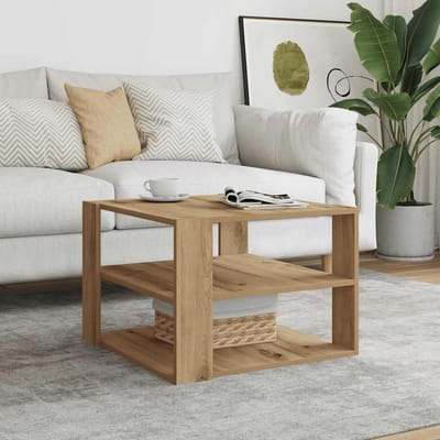 vidaXL - Salontafel - 58x58x40 - cm - bewerkt - hout - artisanaal - eikenkleurig