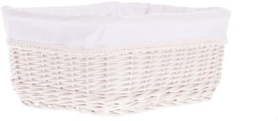 The Wicker Stories – Rieten mand met witte stoffen voering met kant – Handgemaakt in Europa – Whitewash