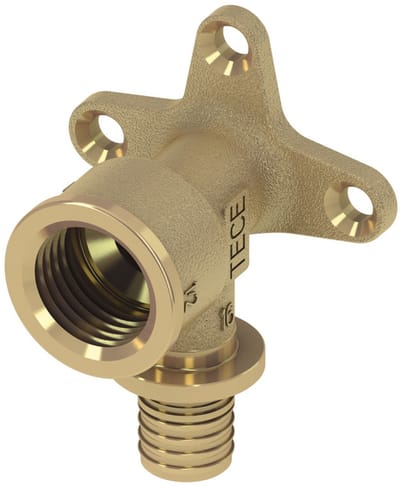 TECE TECEflex muurplaat, standaard messing, afmeting 25 x Rp 3-4", 768526