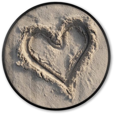 Poster in lijst Rond - Fotolijst 60x60 cm - Posters - Hartvorm - Getekend - Beige - Zand - Ronde posterlijst zwart - Decoratie - Wanddecoratie woonkamer - Muurdecoratie slaapkamer