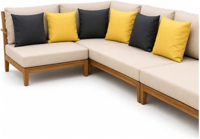 Anna Collection Bank/sier/tuin kussens - binnen/buiten - set 6x stuks - geel/antraciet grijs - 45 x 45 cm