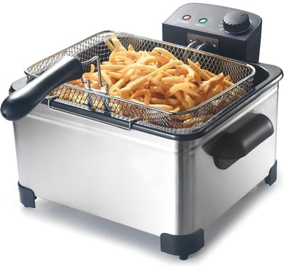 KAD® Frituurpan - Professionele Frituurpan - Compacte Friteuse met 3 Manden - Zilver - 50cm x 36cm x 23cm