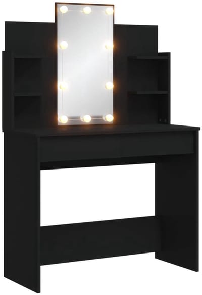 Kaptafel met spiegel en verlichting - Make up tafel - Make up - Toilettafel -Met lades - Zwart