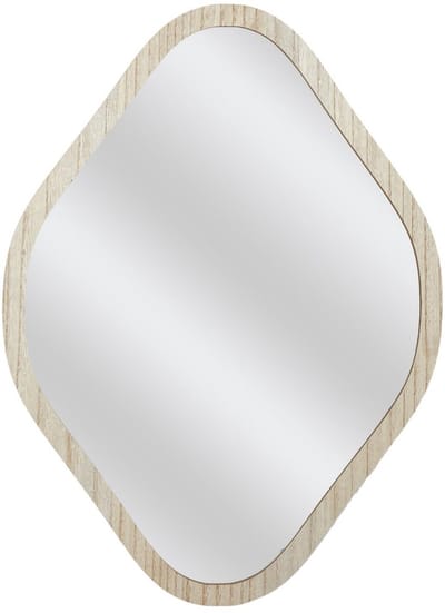 Home Deco Factory Spiegel - hout - 44 x 60 cm - wandspiegel - ruit vorm - natuurlijke look