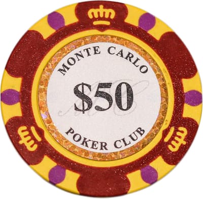 Poker chips 25 stuks - Poker - Pokerset - Poker chip met waarde 50 - Monte Carlo poker chip - Fiches - Poker fiches - Poker chip - Klei fiches - Cave & Garden