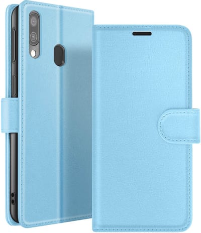 Zanae, Hoesje geschikt voor Samsung A40 - Wallet Case & Magneetsluiting, Lichtblauw