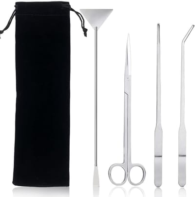 Dailygoods- Aquariumplantengereedschap 4-in-1 - Pincet/Schaar/Spatel - Roestvrij Staal - Antislip - Voor Mini-Aquaria - Gebruiksvriendelijke Set - Aquariumgereedschap