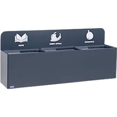 Bica recycleerbak 811, 3 x 20 liter, wandgemonteerd, gepoedercoat staal, B 1140 x D 290 x H 450 mm, antraciet