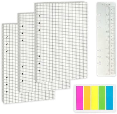 Dailygoody - A5 raster navulpapier - Hoogwaardig notitiepapierset - Inclusief sticky tabs - Gelinieerd - Perfect voor studeren en notities - 100 g