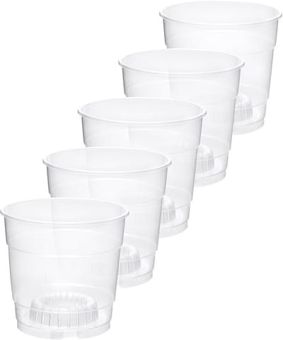 Garronda Plantenpot Bloempot - Kunststof - Rond - Plantenbak - 5 Stuks - Transparent, 9cm H=8.5cm – Transparant - GD-NIC-Pot64