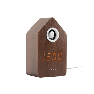 Karlsson Wekker Cuckoo Led - Donkerbruin - 6x9x15.3cm - Scandinavisch - Wekker voor slaapkamer - Wekkers