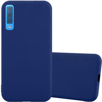 Cadorabo Hoesje geschikt voor Samsung Galaxy A7 2018 in CANDY DONKER BLAUW - Beschermhoes gemaakt van flexibel TPU silicone Case Cover