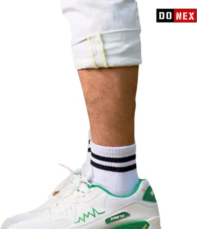 6 paar Quarter sneakersokken - Donex - Wit - Zwarte Gestreept- Maat 39-42