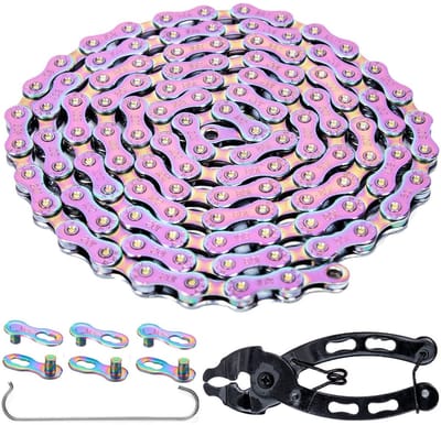Kleurige 10-gang Fietsketting 1/2 x 11/128 inch met 116 schakels en 2 paar kettingsloten voor optimale prestaties
