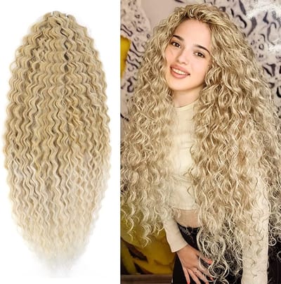 3 Packs van 22 Inch Lange Watergolven Krullend Haakhaar voor Butterfly Locs en Bohemian Vlechtjes - Synthetische Haarextensions voor Vrouwen