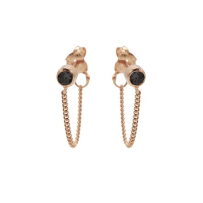 Karma oorbel Chain Black Zirkonia rosé M1895