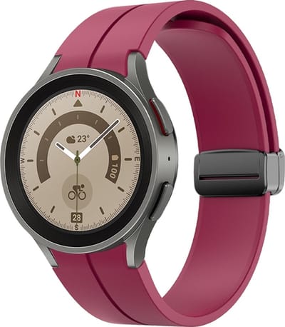 By Qubix - D-buckle sportbandje 20mm - Bordeaux - Geschikt voor Samsung Galaxy Watch 7 (40 & 44mm) - Galaxy Watch FE - Galaxy Watch 6 - Galaxy Watch 6 Pro - Galaxy Watch 5 - 5 Pro - Galaxy Watch 4 - 4 Classic