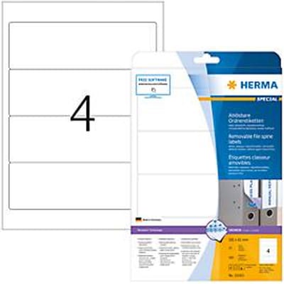 Herma rugetiket, A4, rugbreedte 61 mm, verwijderbaar, 100 stuks, wit