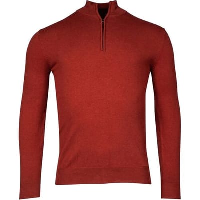 Baileys Trui Pima Cotton Halfzip Single Knit Stone Red / male