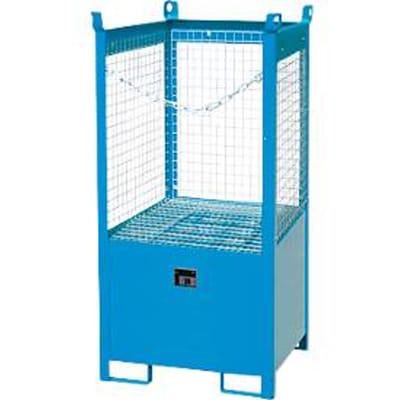 Stapelpallet voor vaten Bauer FSP-1 D, gaaswanden, capaciteit 1 x 200 l vat, blauw