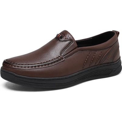 Herenschoenen grote maten Lente en Zomer Nieuwe Heren Casual Leren Schoenen Eerste Laag Rundleer Instappers Instappers Zachte Zool Luie Schoenen 44 gray