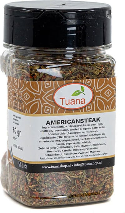 Tuana Kruiden - American Steak Kruidenmix - Bakje 50 Gram - Tuanashop - KP0010