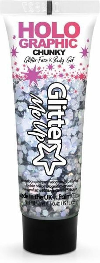 Paintglow Chunky glittergel voor lichaam en gezicht - zilver - 12 ml - Glitter schmink