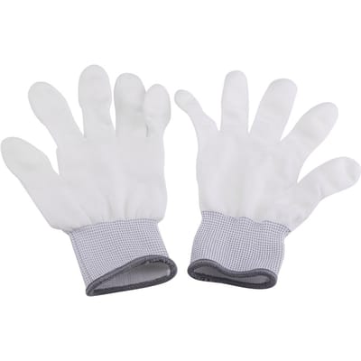 1 Paar Antistatische Antislip Handschoen PU Gecoat Vingergedeelte (L) white